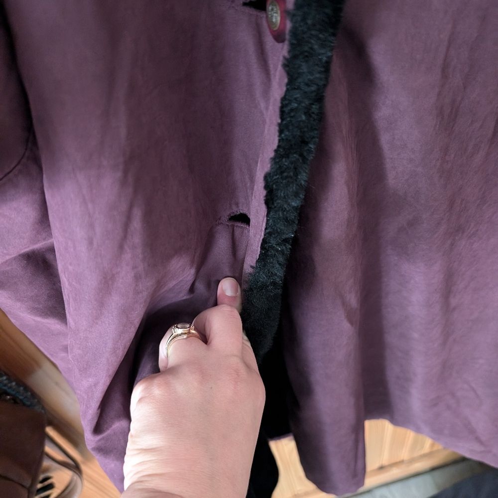 Vintage Cleo Petites Faux Fur Lined Trimmed Purple Thick Coat‎ Size 10 - Picture 8 of 12